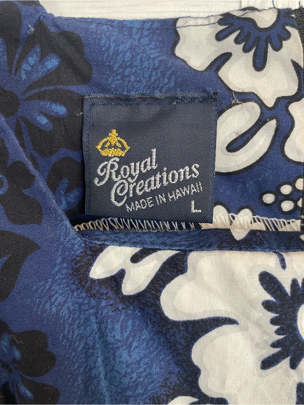 Navy & White Floral Maxi Dress - Royal Creations size Large - Picture 9 of 10